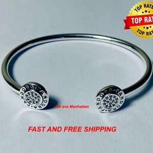 NEW Pandora Signature Open Bangle CLEAR Bracelet